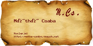 Máthé Csaba névjegykártya
